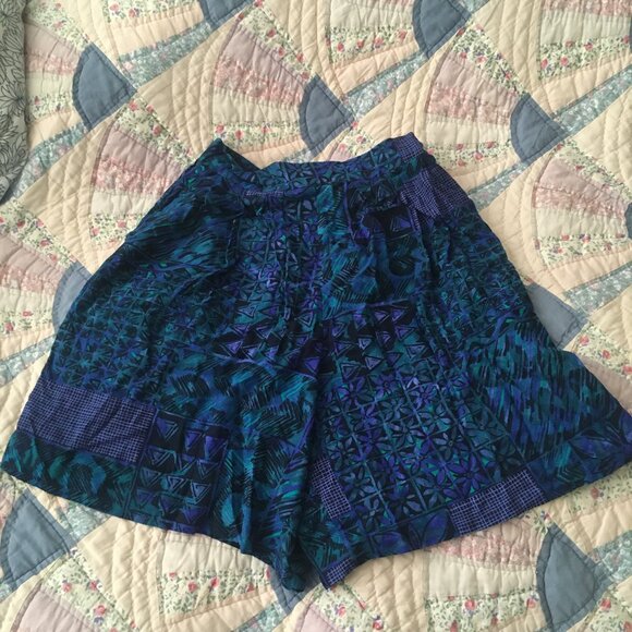 Vintage Lee Winter tropical flowy summer shorts, dark blue (Women's size XS - S) - Picture 2 of 13